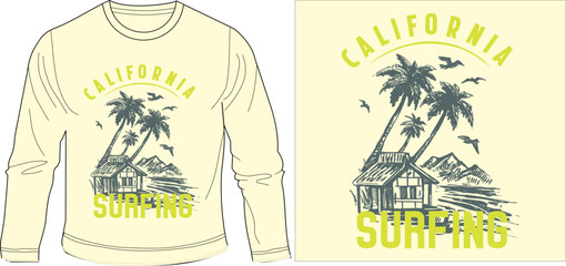 California surfing graphic design vector