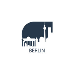 Germany Berlin cityscape skyline capital city panorama vector flat modern logo icon. Central Europe region emblem idea with landmarks and building silhouettes © Anastasiia