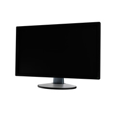 Computer monitor side isolated on white background Monitor with white blank screen Mockup  a clipping path 