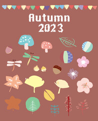 2023年用の秋のイラスト素材です