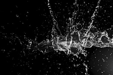 A water splash hitting the black background, in the style of animated gifs