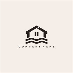 river house hipster vintage logo vector icon illustration