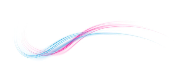 Pink and blue magic spirals with sparkles. Pink and blue light effect. Glitter particles with lines. Swirl effect. PNG. © Orange Sky