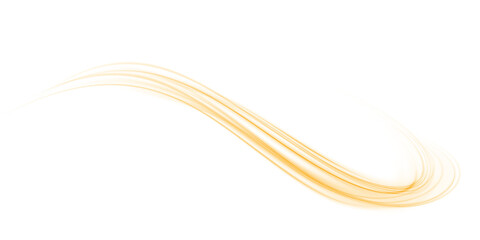 Yellow magic spirals with sparkles. Yellow light effect. Glitter particles with lines. Swirl effect. PNG.