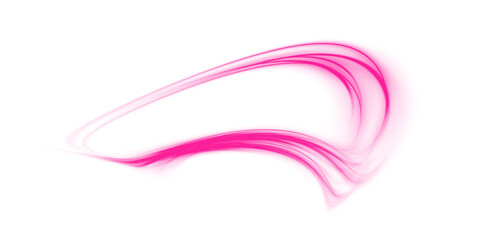 Pink magic spirals with sparkles. Pink light effect. Glitter particles with lines. Swirl effect. PNG.