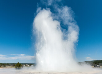Eruption of the Great Fountain Geyser in Yellowstone National park.