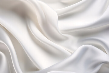 Obraz premium Closeup of rippled white silk satin fabric texture background. Abstract background of white wavy silk or satin.