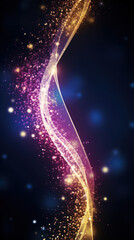 Obraz premium Abstract waving particle technology background. Colorful wave moving dots flow particles, hi-tech and big data background design for brochures, flyers, magazine, business card, banner. 