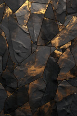 A close up of a black and gold stone wall. Digital image.