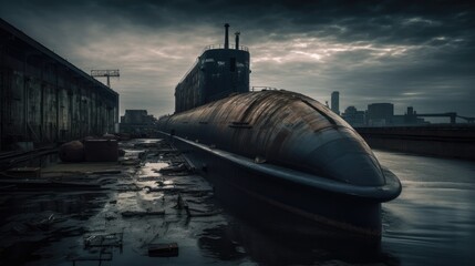 A haunting view of a retired nuclear submarine