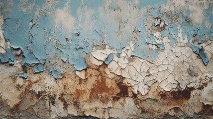 Old wall with peeled plaster background. Generative Ai