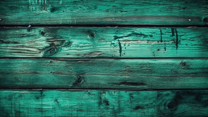 Obraz premium Green old wood background. Bright green wooden planks background. Generative Ai