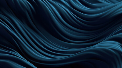 Navy blue volumetric abstract background. Corduroy fabric with soft wavy folds. Generative Ai