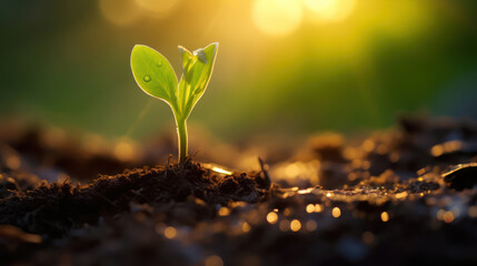 Little green sprout appearing from the ground.