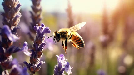 Abwaschbare Fototapete Biene Honey bee flying