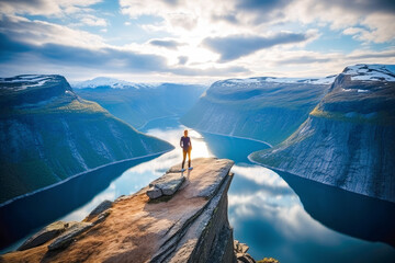 Unraveling Norway's Natural Beauty: Witnessing the Magnificence of Trolltunga's Majestic Mountain...
