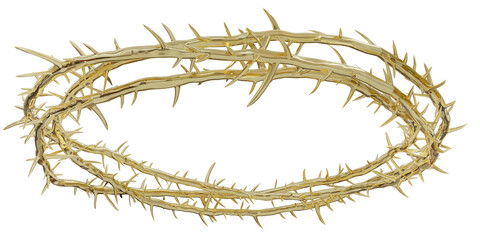 3D artwork of the Crown of Thorns worn by Jesus. This piece will be used for designing modern visual art publications related to Christianity, the suffering of Christ, and religious 