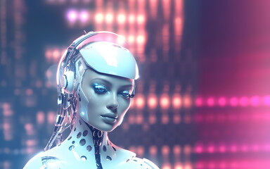 Beautiful female robot with artificial intelligence. AI generated