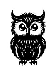 Fototapeta premium Snowy Owl outline vector art illustration