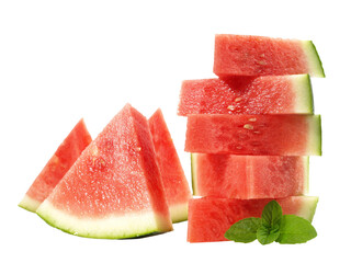 Red aeedless Watermelon Pieces - Transparent PNG Background