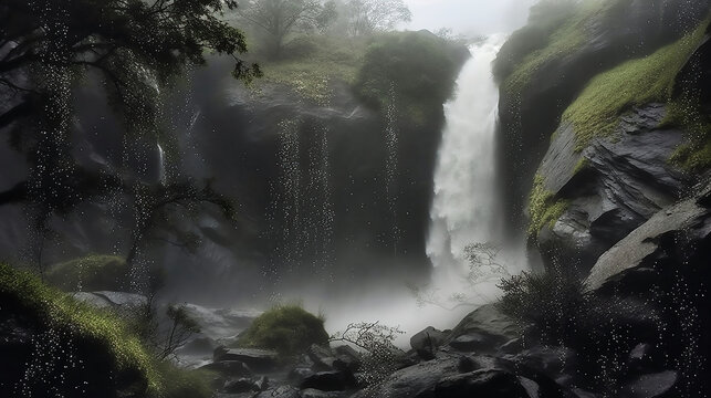 Cascata nella nebbia