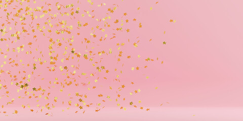 Confetti star shape on pastel pink background. 3d rendering