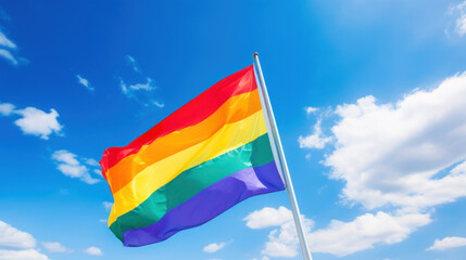 Lgbt flag over a blue sky