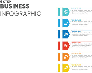 Modern vector abstract list 6 steps business infographic elements. vector illustration