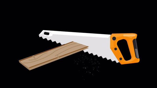 A saw cuts a board. Transparent background.
