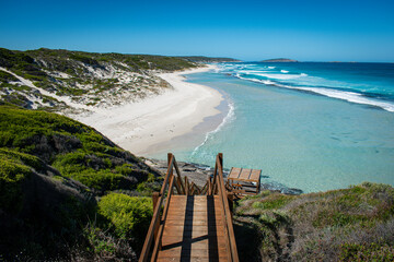 Australia, breathtaking beach with its turquoise water called Eleven Mile Beach is located to the...