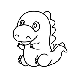 Cute Dinosaur Cartoon Outline for Coloring