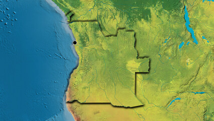 Shape of Angola. Bevelled. Topographic.