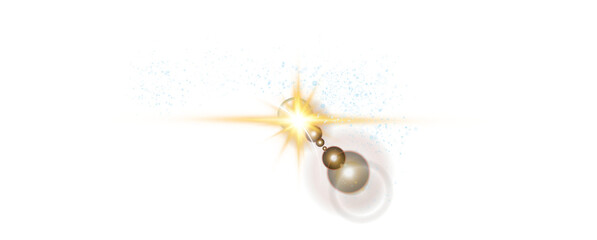 The edge of a golden solar eclipse on transparent background. Golden eclipse for product advertising, natural phenomena, horror concept and others. PNG.