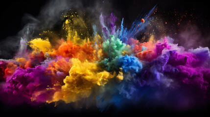 Obraz na płótnie Canvas Launched colorful powder on black background
