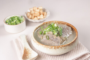 Beef Bone Soup or Seolleongtang is Korean Milky Beef Bone Soup.