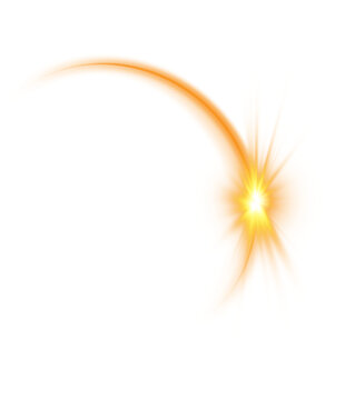 The edge of a golden solar eclipse on transparent background. Golden eclipse for product advertising, natural phenomena, horror concept and others. PNG.