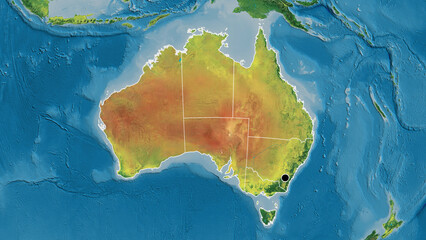 Shape of Australia with regional borders. Topographic.