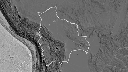 Shape of Bolivia. Outlined. Bilevel.