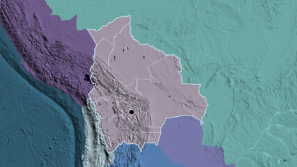 Shape of Bolivia with regional borders. Administrative.
