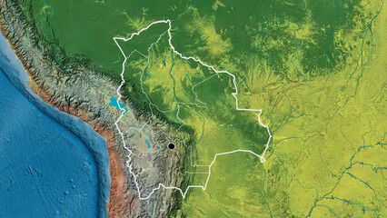 Shape of Bolivia with regional borders. Topographic.