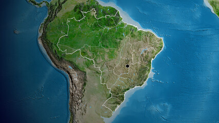 Shape of Brazil. Outlined. Satellite.