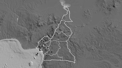 Shape of Cameroun with regional borders. Bilevel. © zelwanka