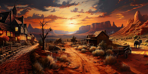 Landscapes of the Wild West. Generative AI - obrazy, fototapety, plakaty