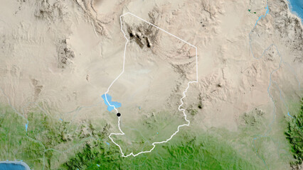 Shape of Chad. Outlined. Satellite.
