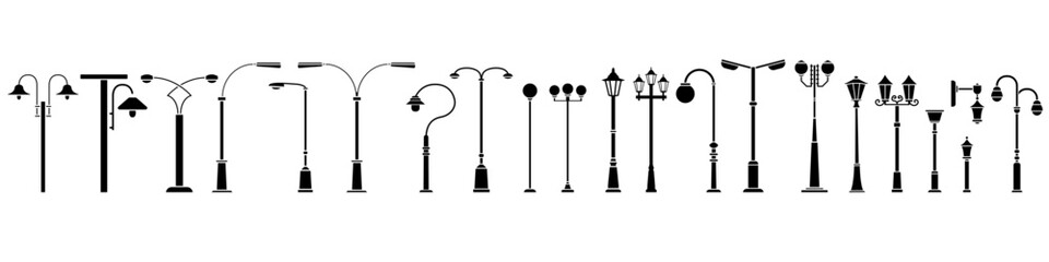 Street light vector icon set. Street lighting illustration sign collection. Flashlight symbol. lamp logo.