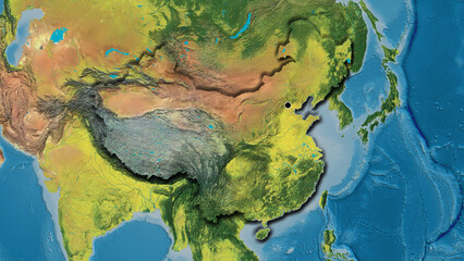 Shape of China. Bevelled. Topographic.