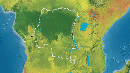 Shape of Democratic Republic of the Congo. Outlined. Topographic.