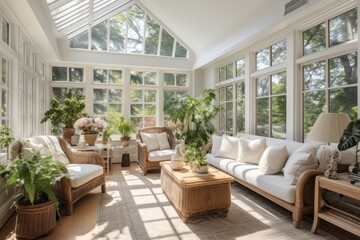Fototapeta premium Bright And Airy Sunroom, Generative AI