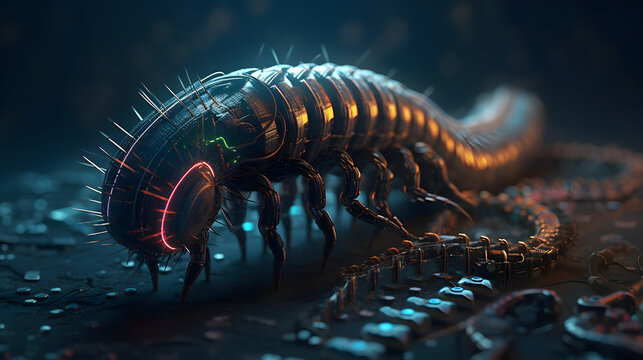 computer worm, Worm Illustration, robotic, cybersecurity, cyber threat, Malware attack
