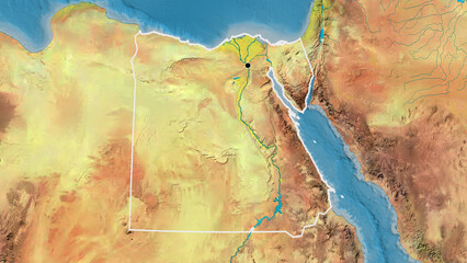 Shape of Egypt. Outlined. Topographic. - obrazy, fototapety, plakaty